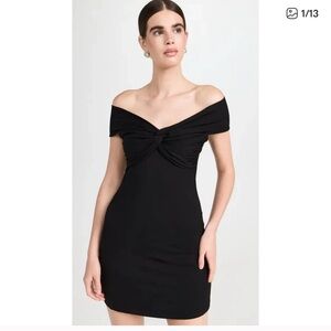Reformation Vida Knit Jersey Black Off-Shoulder Mini Dress